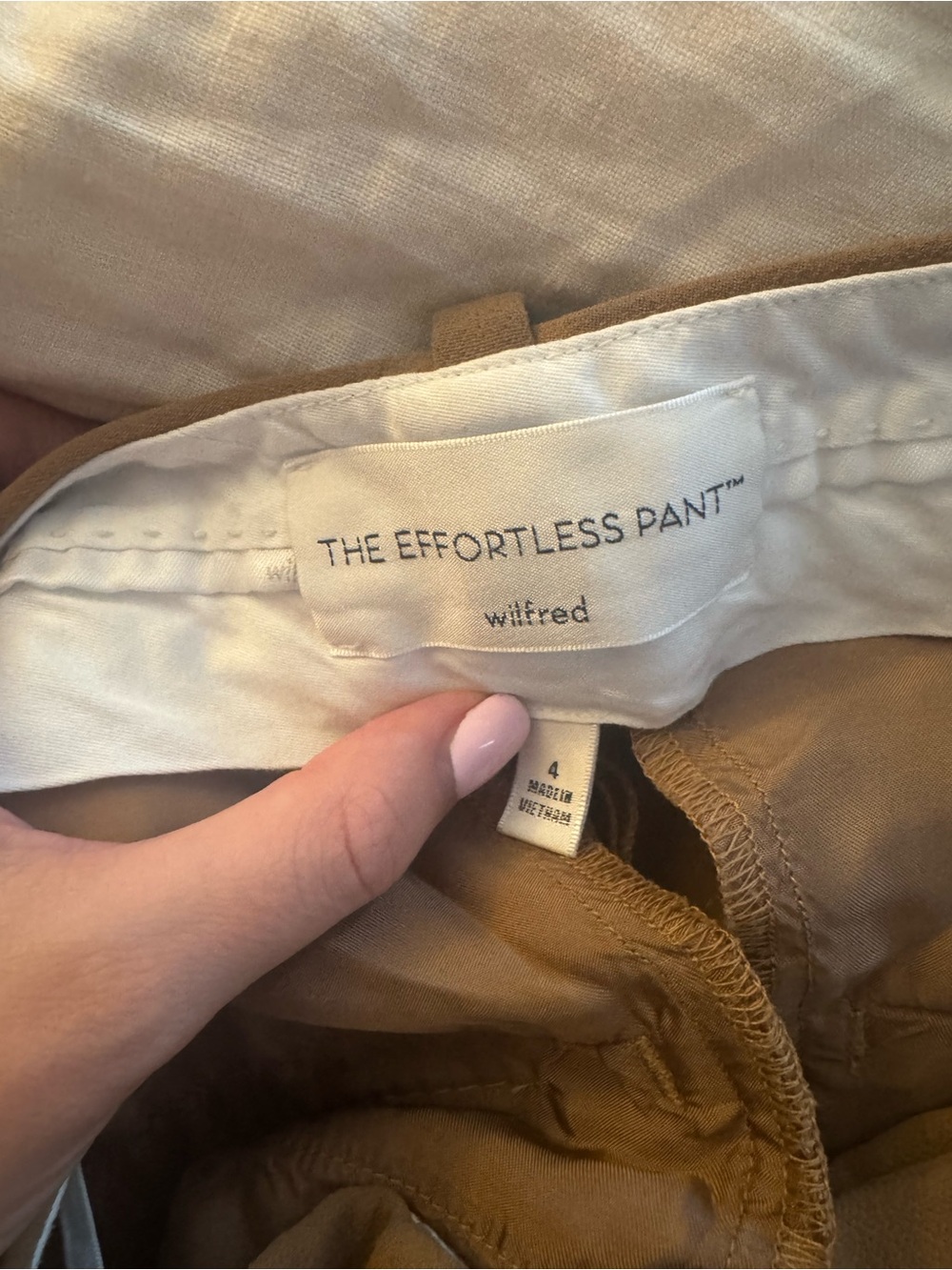 Aritzia wilfred effortless pants in tan size 4 - Picture 5 of 5